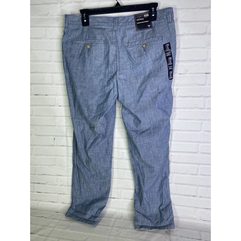 Gap Womens Pant Girlfriend Khaki Chino Slim Straight Leg Mid Rise Blue Size 8 29 - Picture 2 of 9